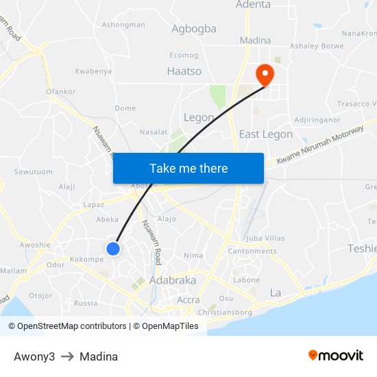 Awony3 to Madina map
