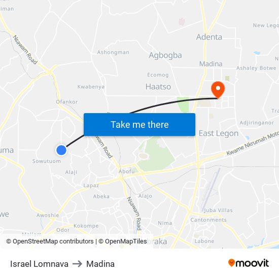 Israel Lomnava to Madina map