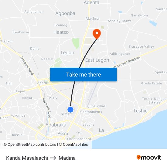 Kanda Masalaachi to Madina map