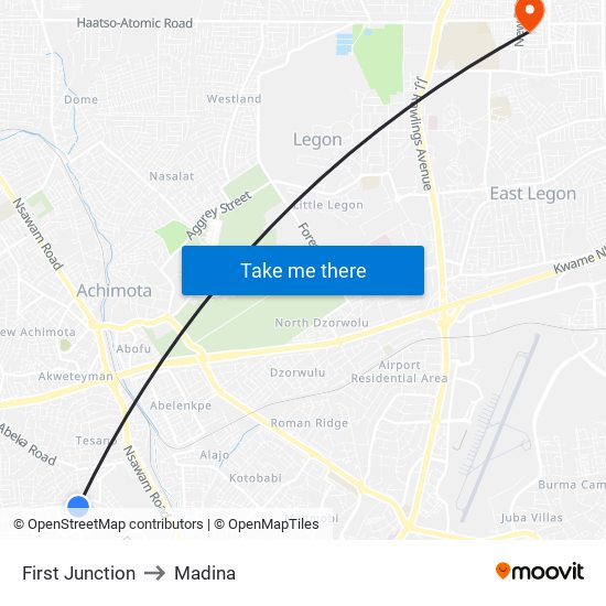 First Junction to Madina map