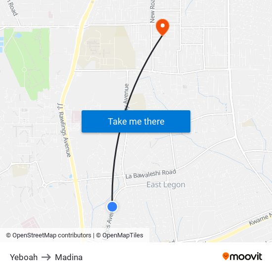 Yeboah to Madina map