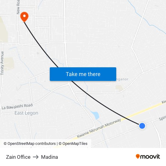 Zain Office to Madina map