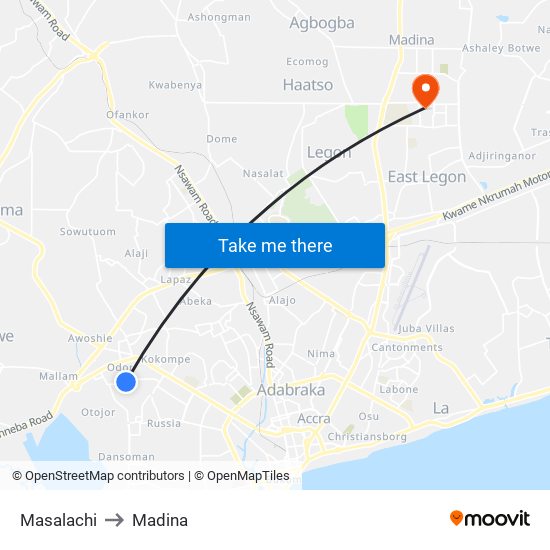 Masalachi to Madina map