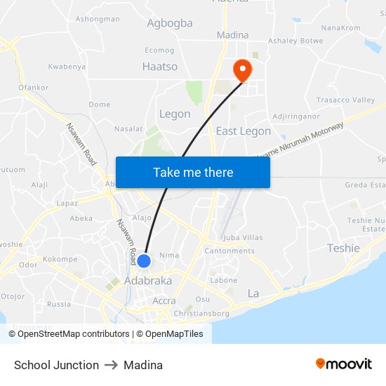 School Junction to Madina map