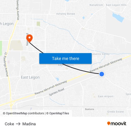 Coke to Madina map