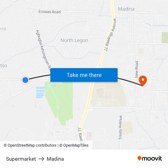 Supermarket to Madina map