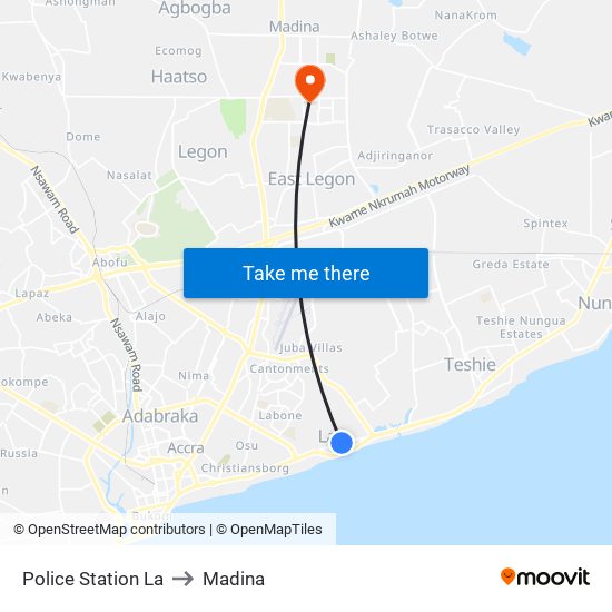 Police Station La to Madina map
