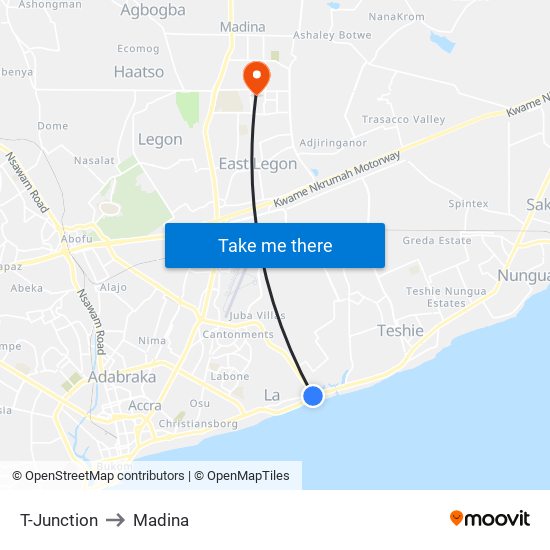T-Junction to Madina map
