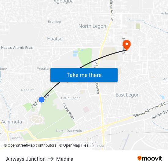 Airways Junction to Madina map
