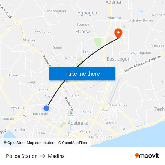 Police Station to Madina map