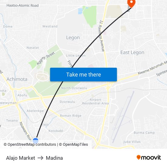 Alajo Market to Madina map
