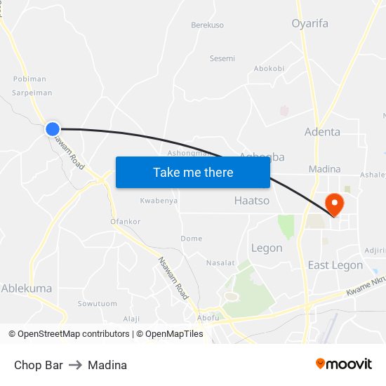 Chop Bar to Madina map