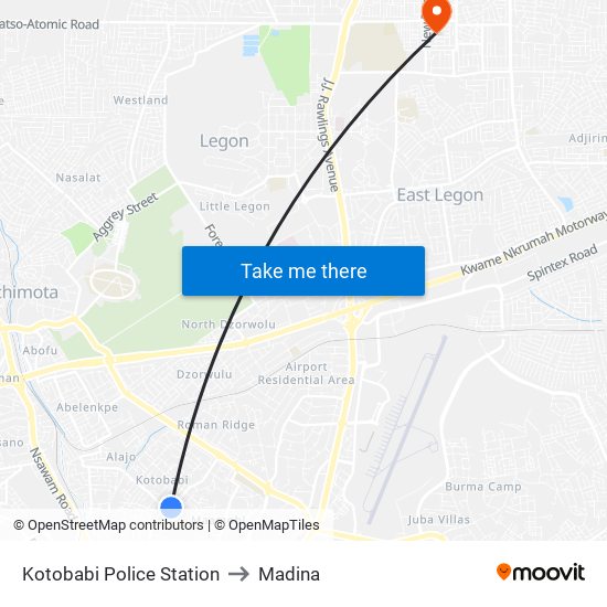 Kotobabi Police Station to Madina map