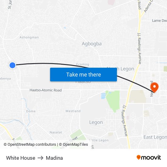 White House to Madina map