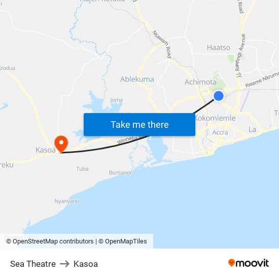 Sea Theatre to Kasoa map
