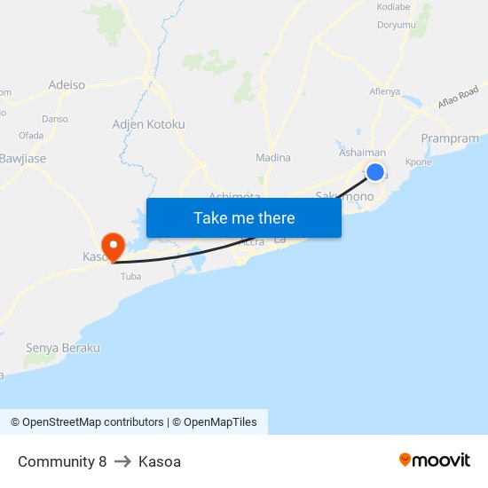Community 8 to Kasoa map