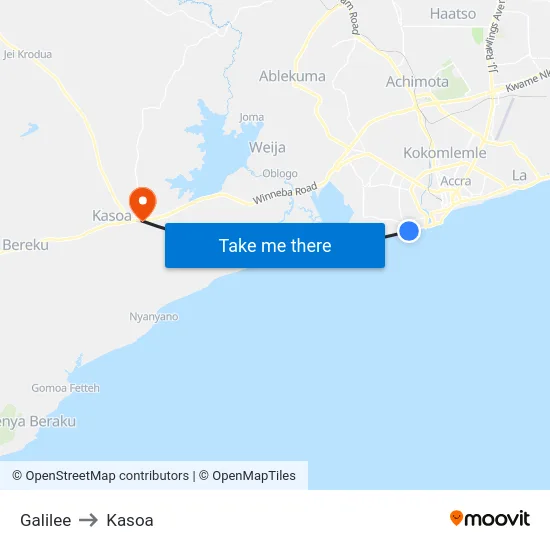 Galilee to Kasoa map