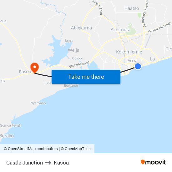 Castle Junction to Kasoa map