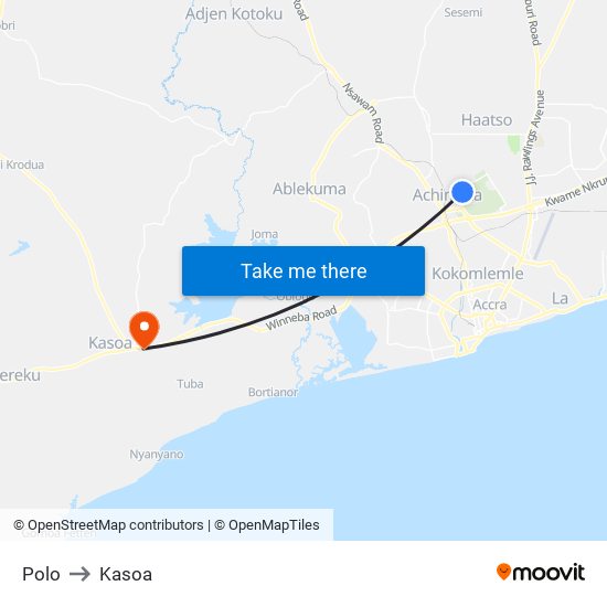 Polo to Kasoa map