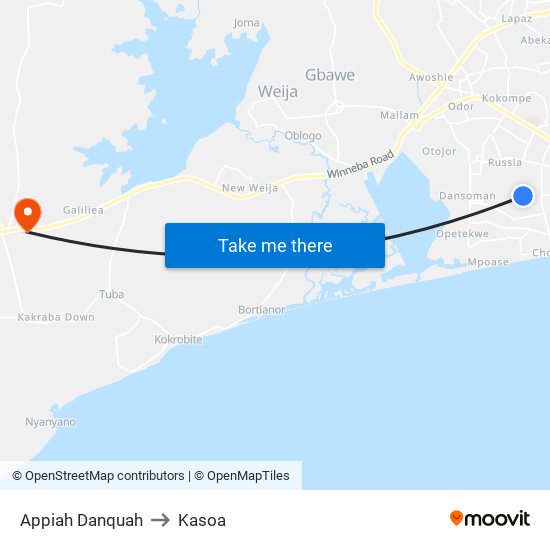 Appiah Danquah to Kasoa map
