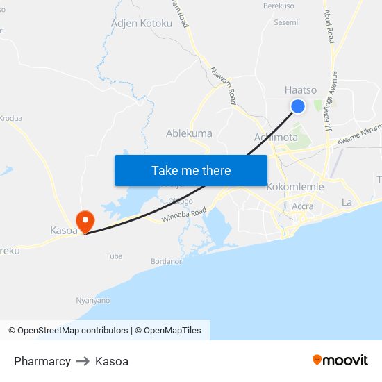 Pharmarcy to Kasoa map