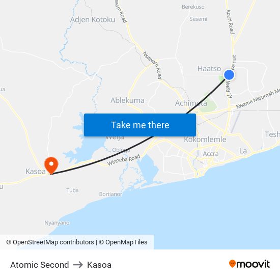 Atomic Second to Kasoa map
