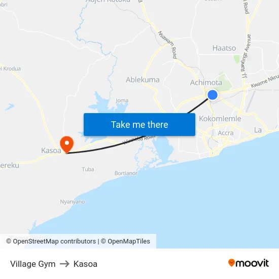 Village Gym to Kasoa map
