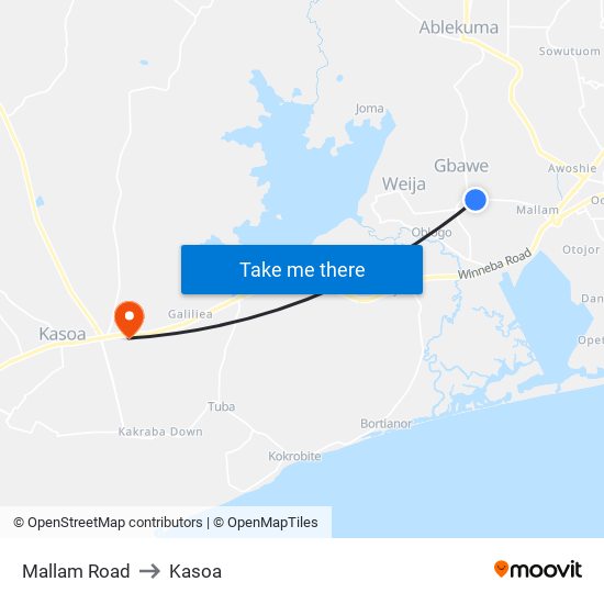 Mallam Road to Kasoa map
