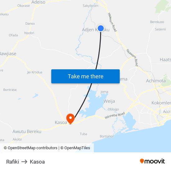 Rafiki to Kasoa map