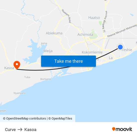 Curve to Kasoa map
