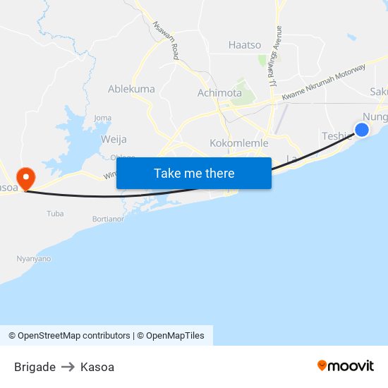 Brigade to Kasoa map