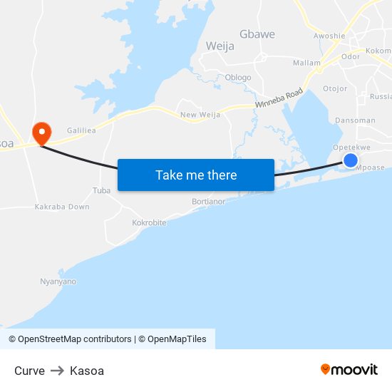 Curve to Kasoa map