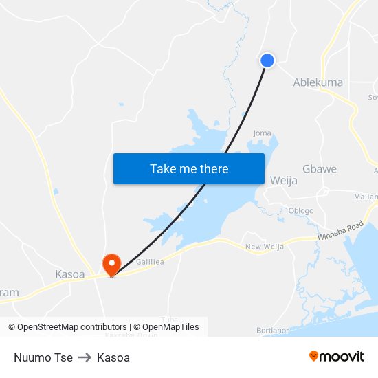 Nuumo Tse to Kasoa map