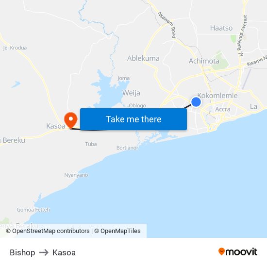 Bishop to Kasoa map