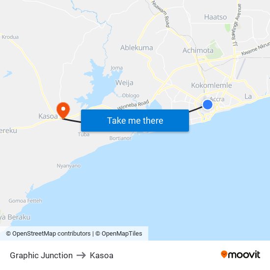 Graphic Junction to Kasoa map