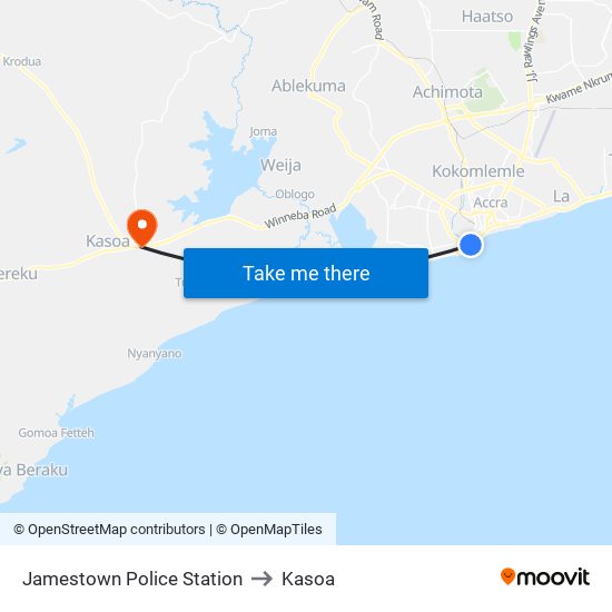 Jamestown Police Station to Kasoa map