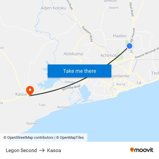 Legon Second to Kasoa map