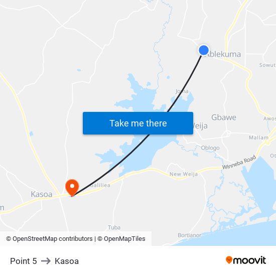 Point 5 to Kasoa map