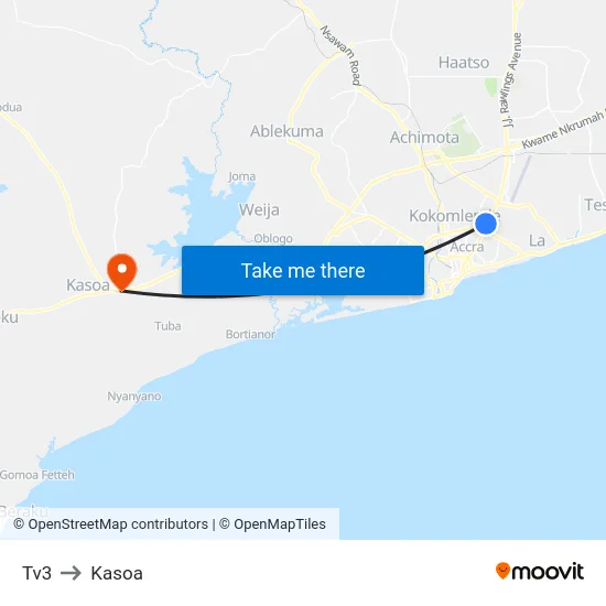 Tv3 to Kasoa map