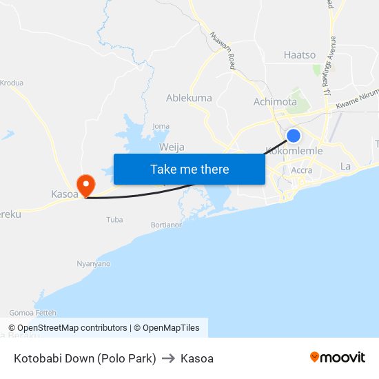 Kotobabi Down (Polo Park) to Kasoa map