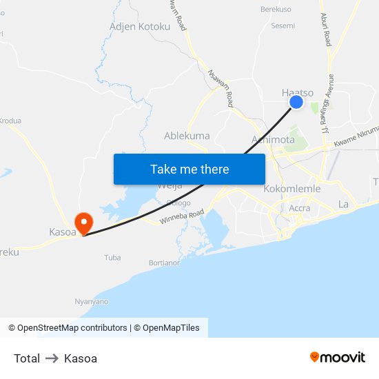 Total to Kasoa map