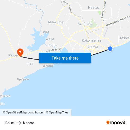 Court to Kasoa map