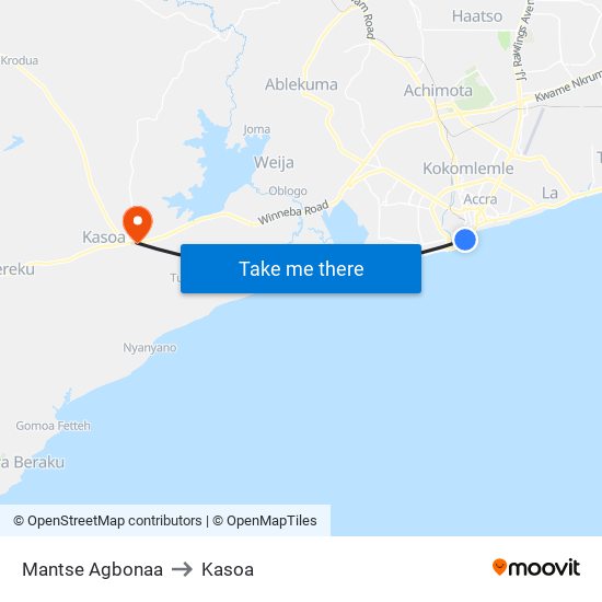 Mantse Agbonaa to Kasoa map