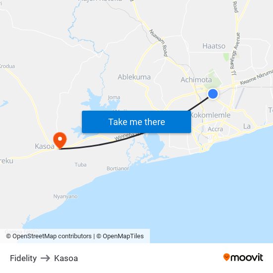 Fidelity to Kasoa map