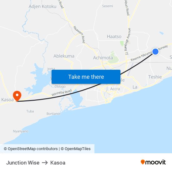 Junction Wise to Kasoa map