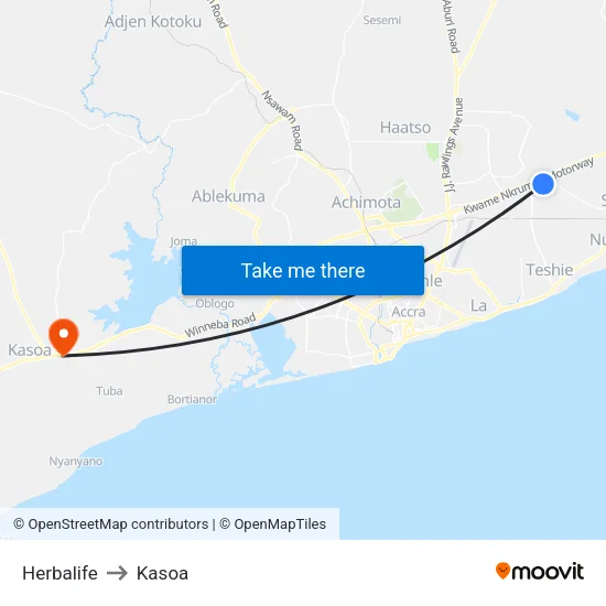 Herbalife to Kasoa map