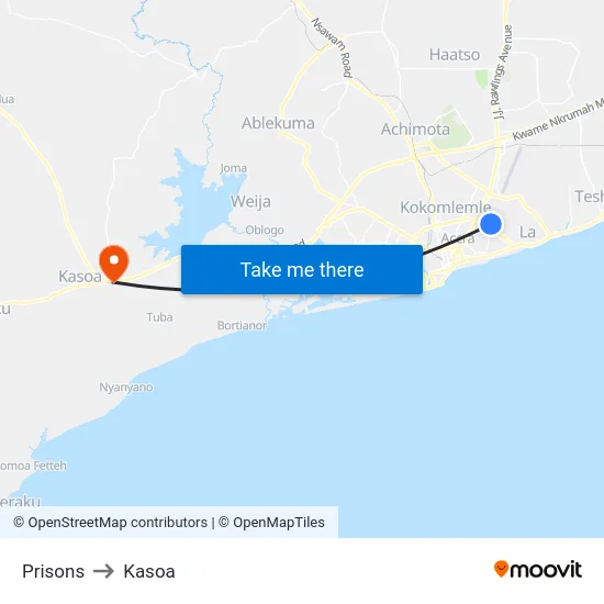 Prisons to Kasoa map