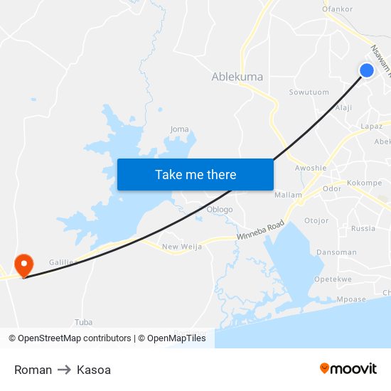 Roman to Kasoa map