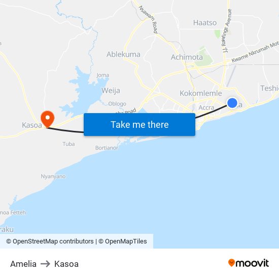 Amelia to Kasoa map