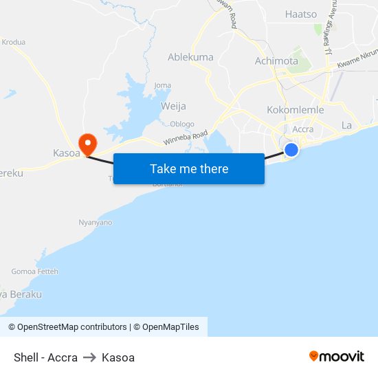 Shell - Accra to Kasoa map